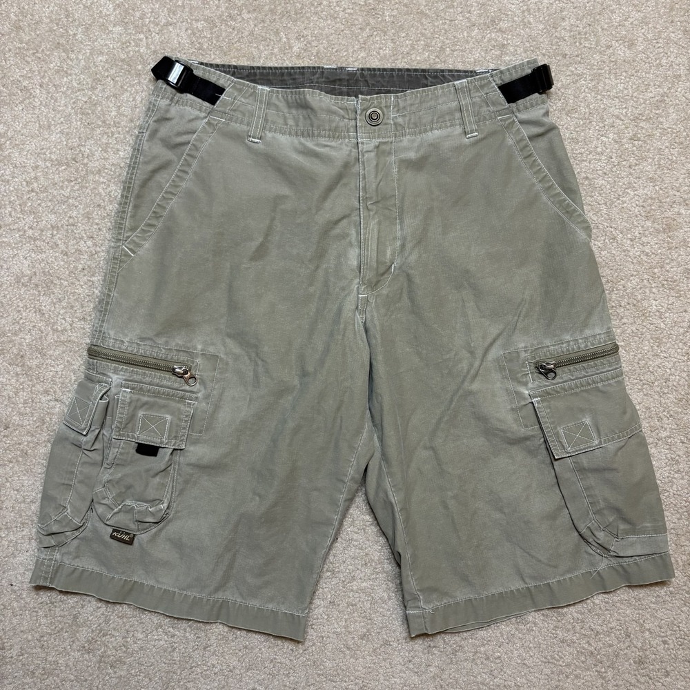 Kuhl Cargo Shorts Mens Small 30 Khaki Kuhl Dry Hiking Utility Adjustable Travel